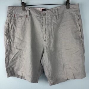 Untuckit Julien Linen Blend Chino Flat Front Golf Casual Gray 9" Shorts Men's 36